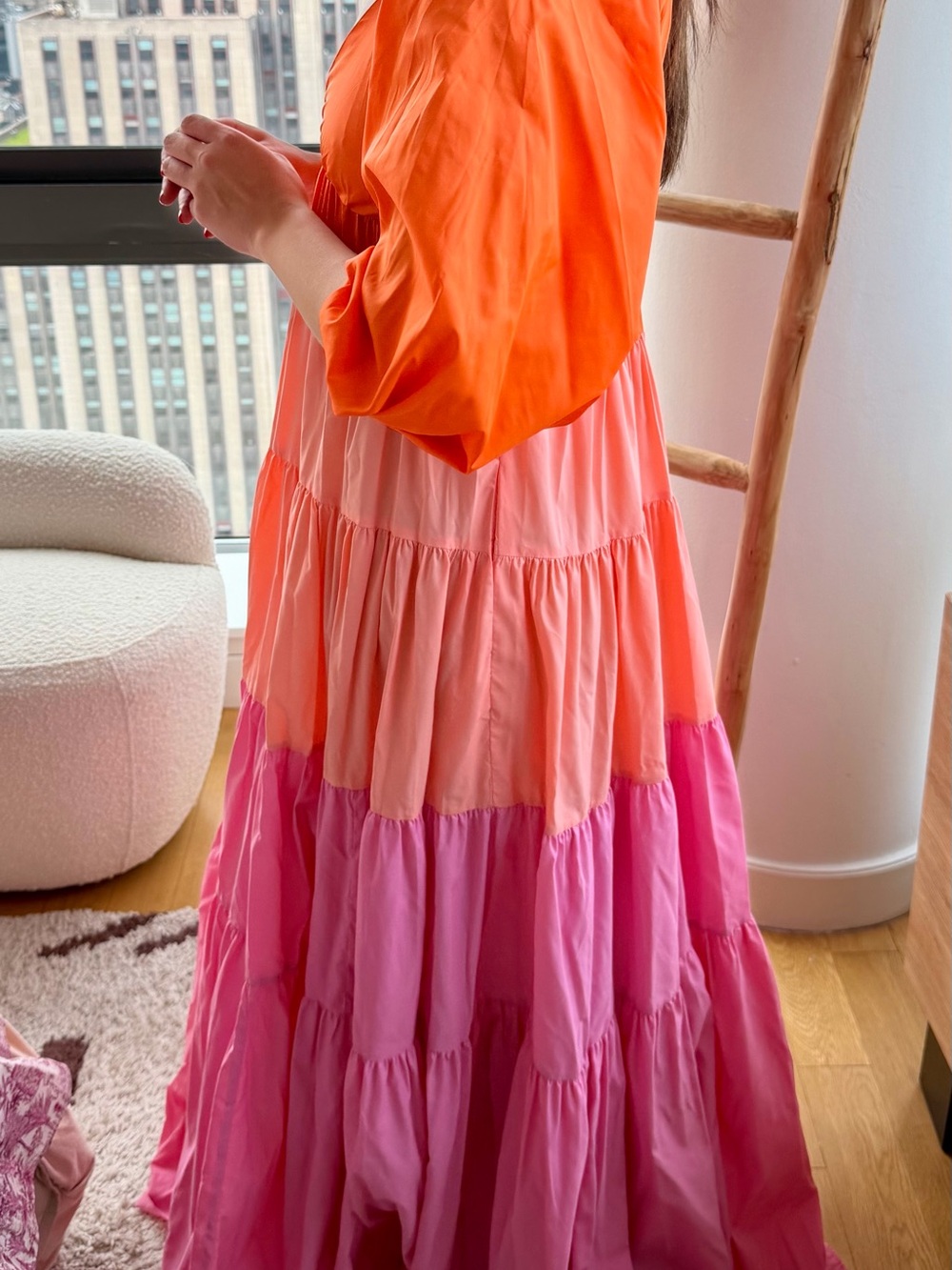 STAUD Vibrant Orange-Pink Colorblock Maxi Dress (NEVER WORN) - Picture 7 of 7